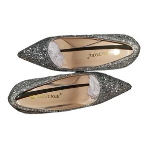 NWBox Bigtree Silver Glittery High Heels